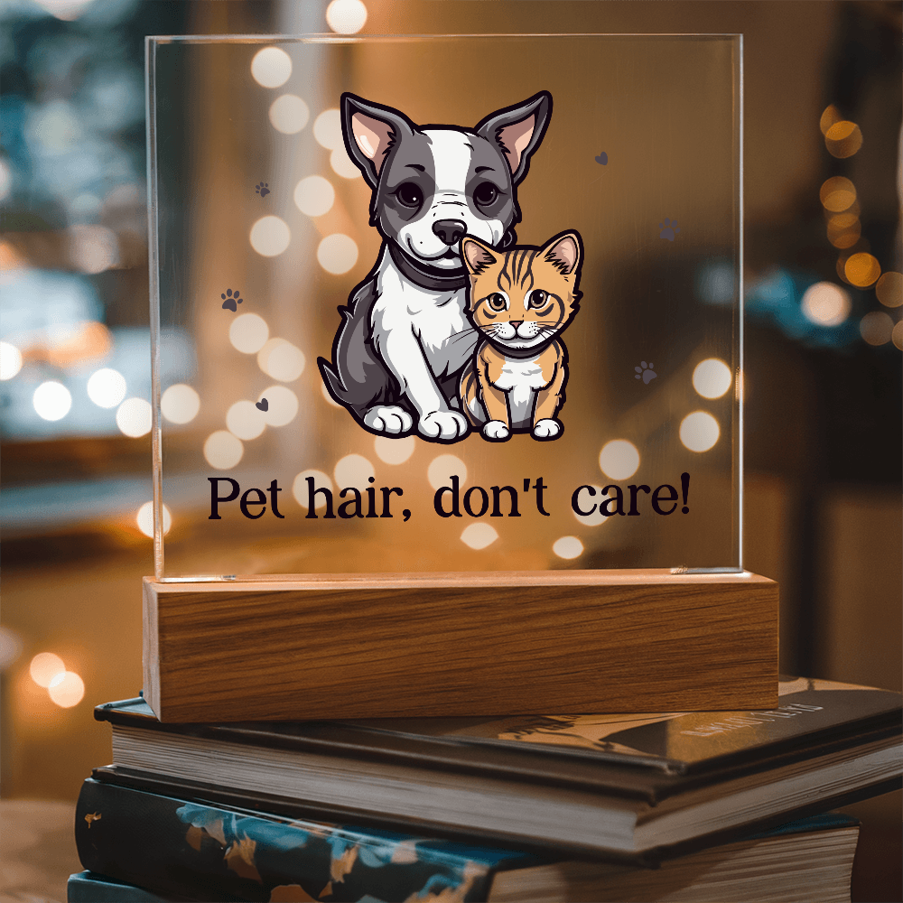 Pet Hair Don't Care Acrylic Square Plaque - Gift for Pet Lovers