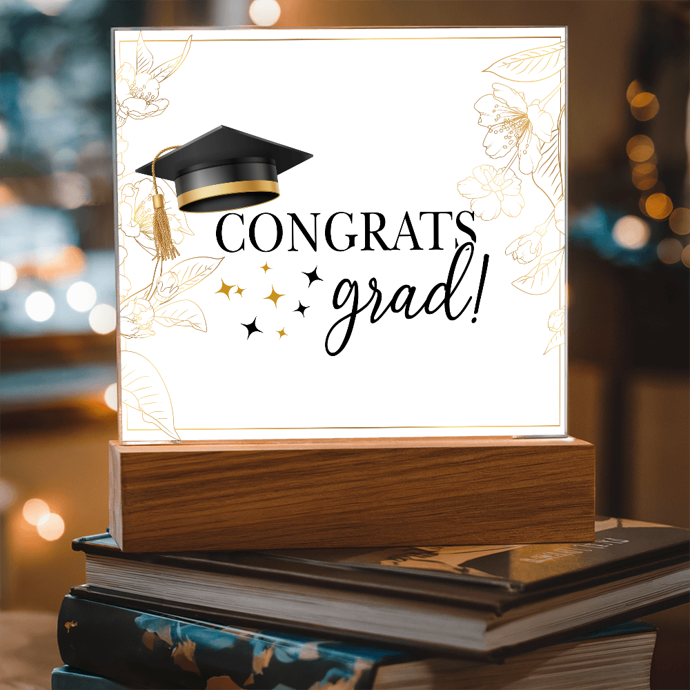 Congrats Grad Acrylic Square Plaque - Graduation Gift