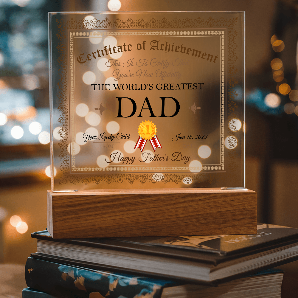 World's Greatest Dad Acrylic Square Plaque, Father's Day Gift