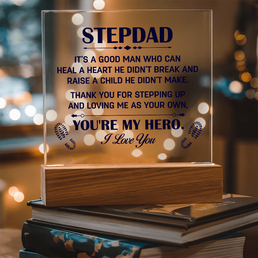 Heal A Heart He Didn't Break Acrylic Square Plaque - Father's Day Gift for Bonus Dad