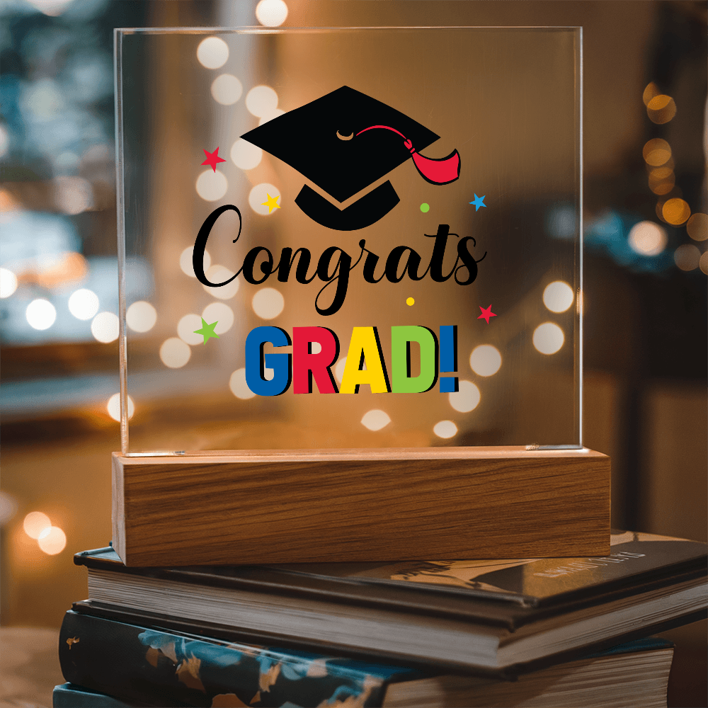 Congrats Grad Acrylic Square Plaque - Graduation Gift