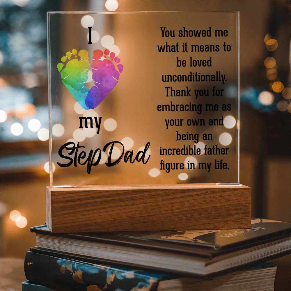 I Love My Step Dad Acrylic Square Plaque - Father's Day Gift for Step Dad