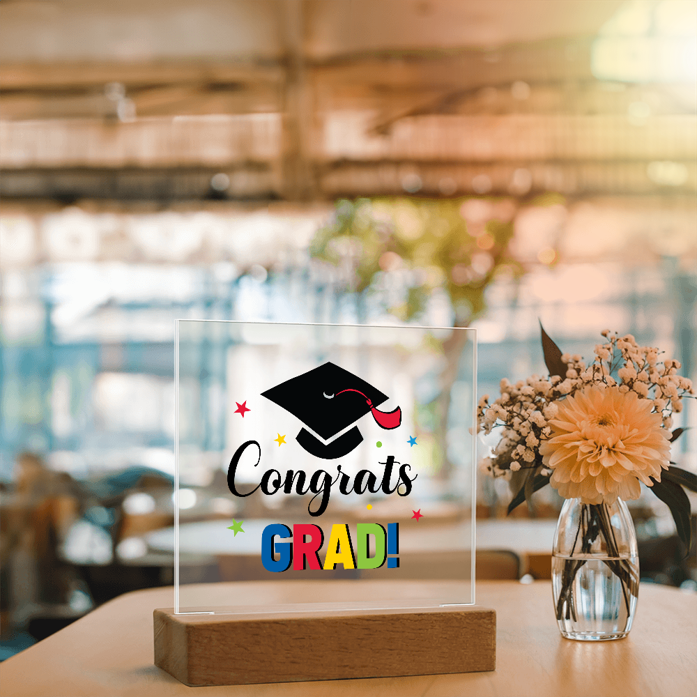 Congrats Grad Acrylic Square Plaque - Graduation Gift