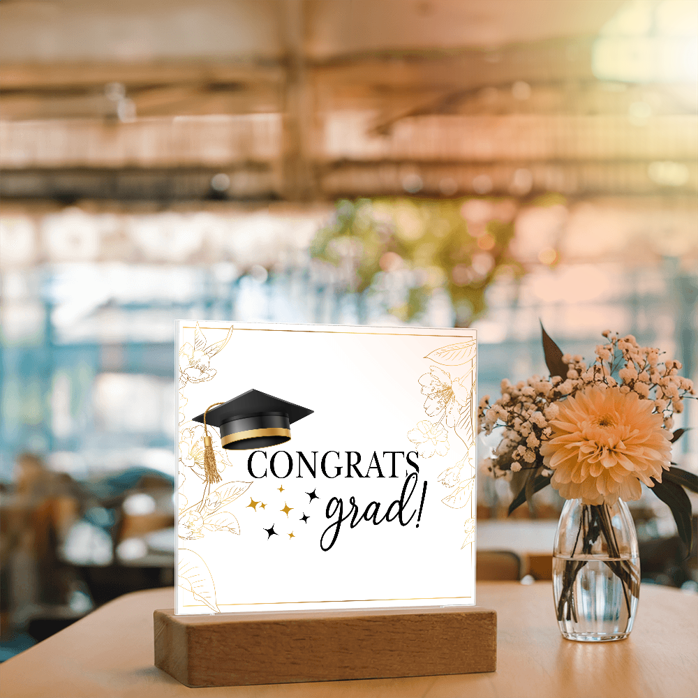 Congrats Grad Acrylic Square Plaque - Graduation Gift