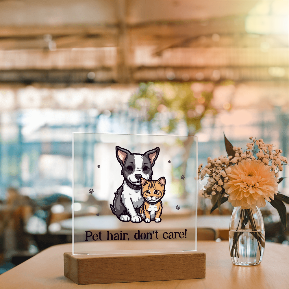 Pet Hair Don't Care Acrylic Square Plaque - Gift for Pet Lovers