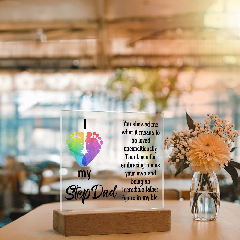 I Love My Step Dad Acrylic Square Plaque - Father's Day Gift for Step Dad