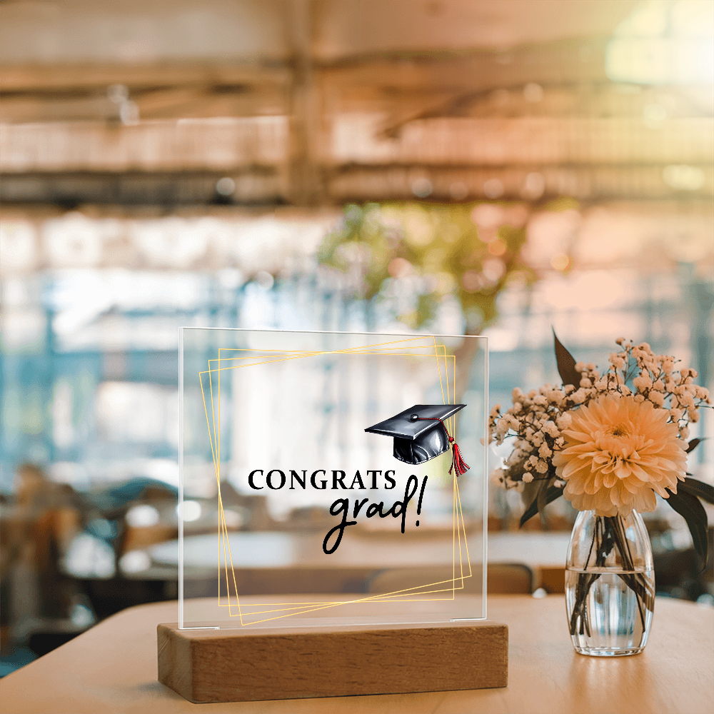 Congrats Grad Acrylic Square Plaque - Graduation Gift