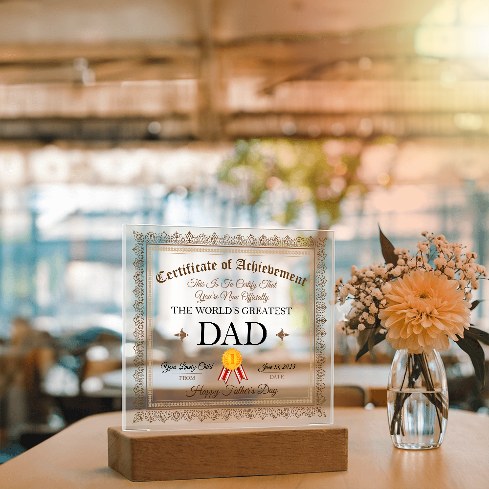 World's Greatest Dad Acrylic Square Plaque, Father's Day Gift