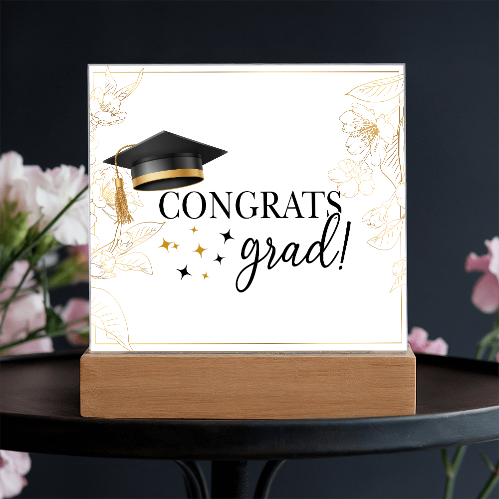 Congrats Grad Acrylic Square Plaque - Graduation Gift