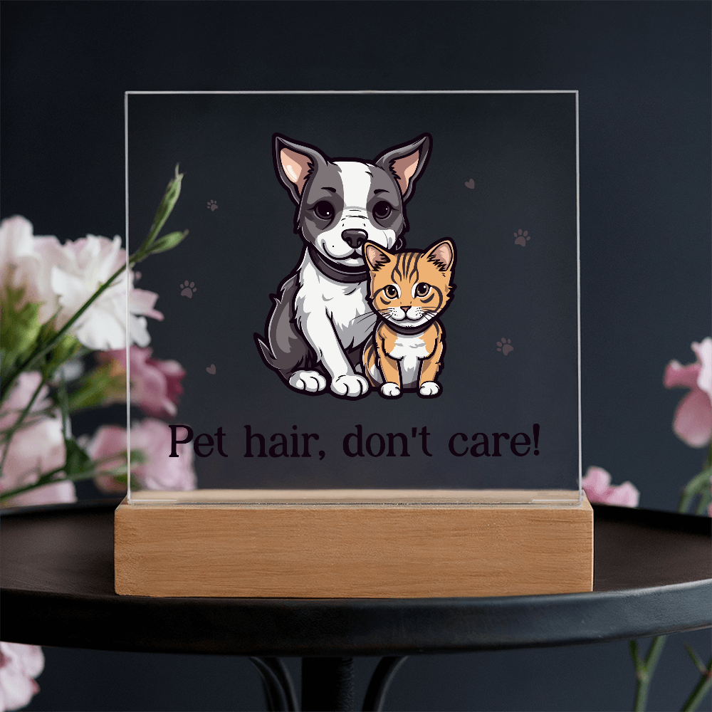 Pet Hair Don't Care Acrylic Square Plaque - Gift for Pet Lovers