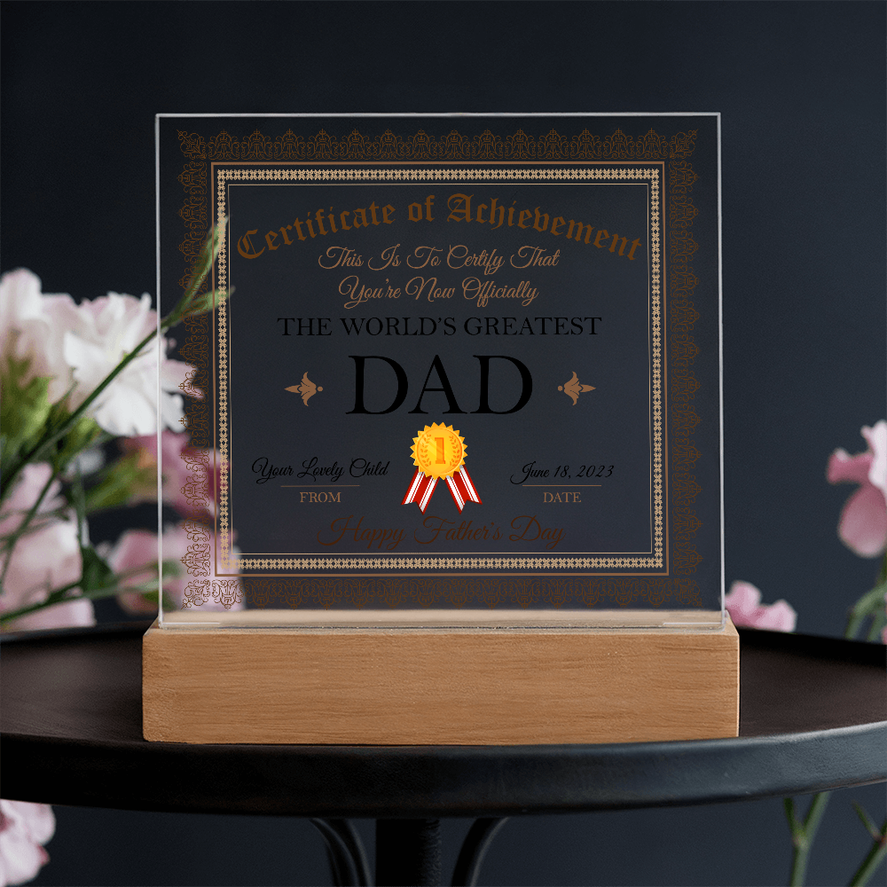 World's Greatest Dad Acrylic Square Plaque, Father's Day Gift