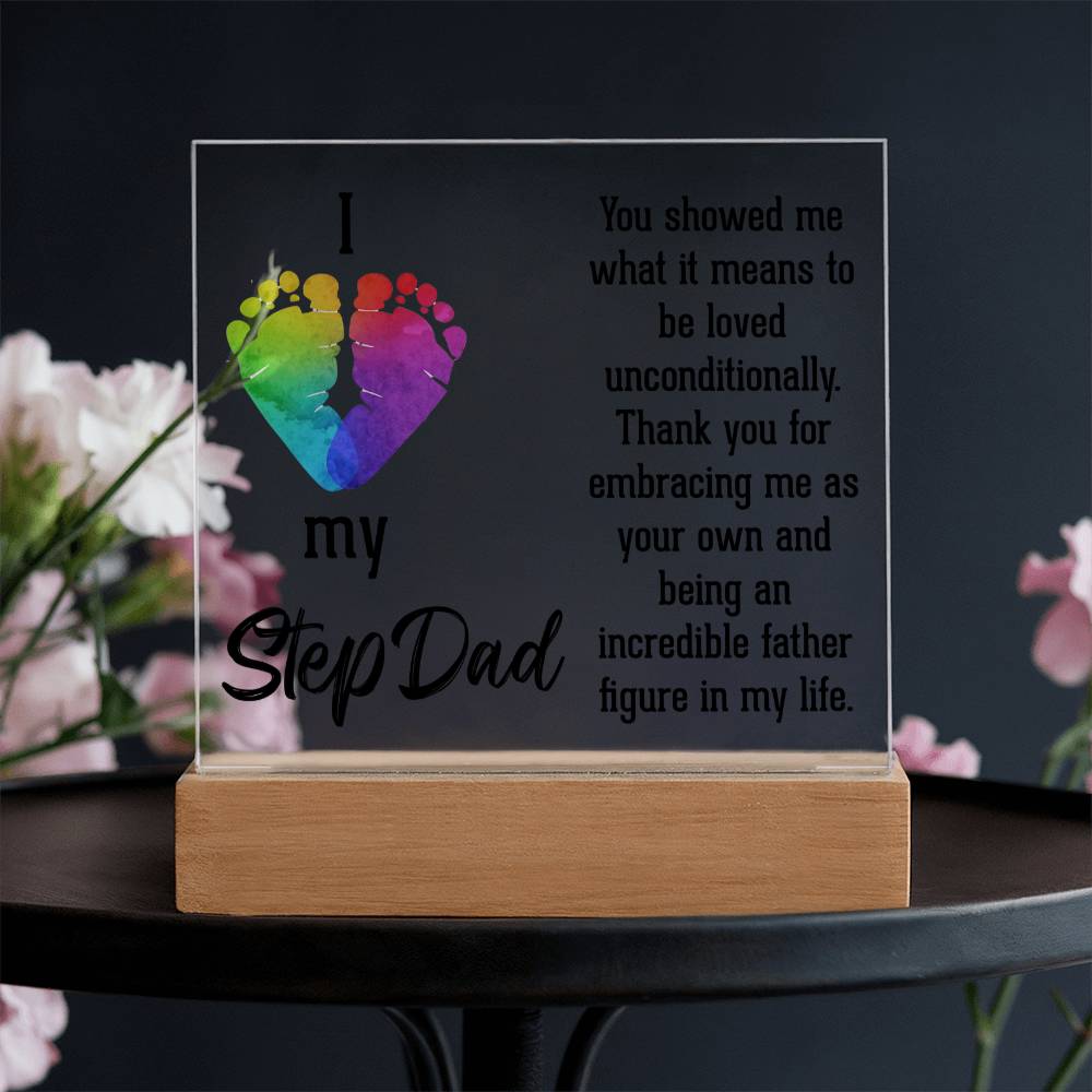 I Love My Step Dad Acrylic Square Plaque - Father's Day Gift for Step Dad
