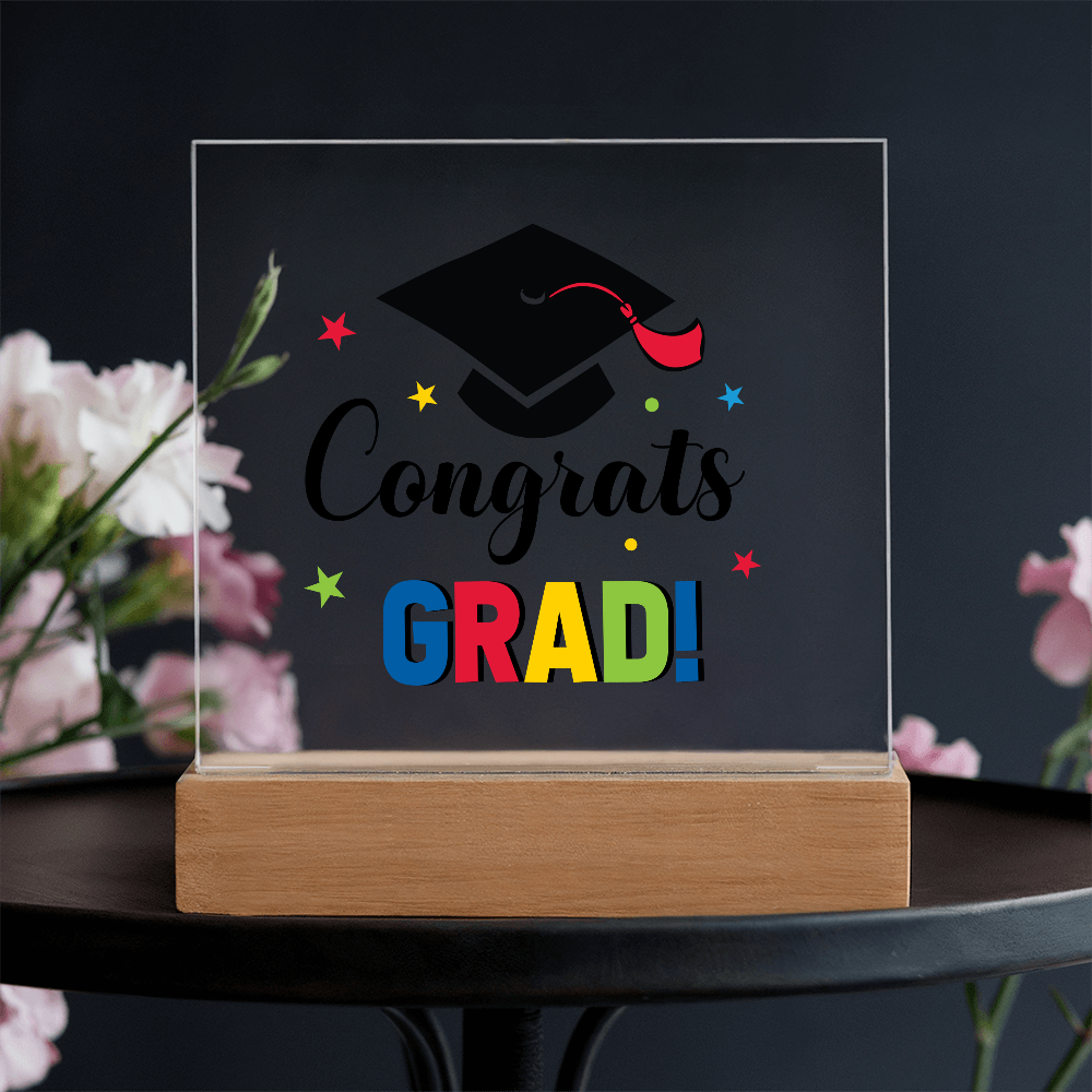 Congrats Grad Acrylic Square Plaque - Graduation Gift