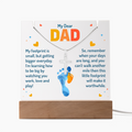 My Dear Dad Footprint Keepsake Acrylic Plaque & Cross Necklace Bundle