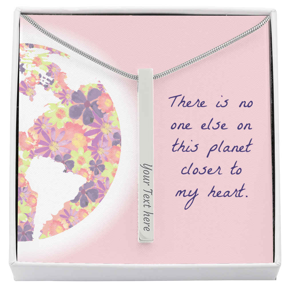 No One Else On This Planet 4-Sided Stick Necklace - Engraved Bar Pendant with Gift Box, Romantic Gift for Girlfriend