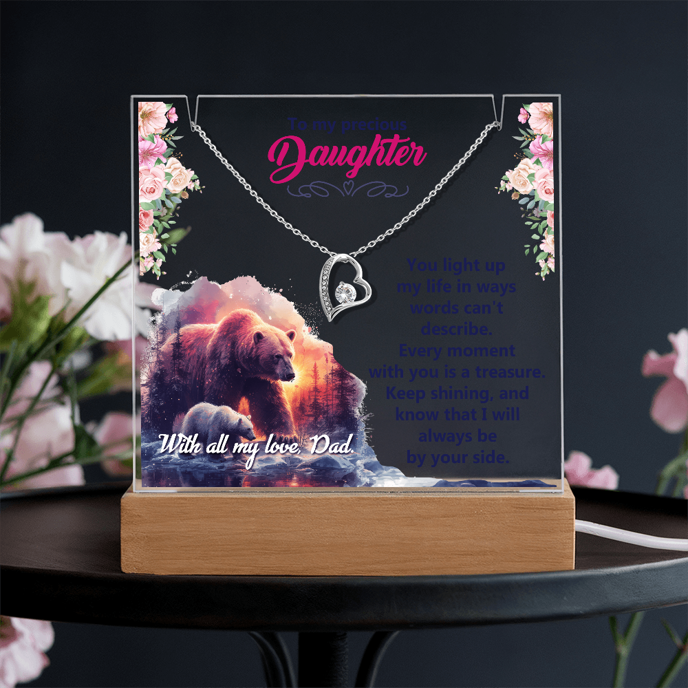 To My Precious Daughter Keepsake Acrylic Plaque & Forever Love Necklace Bundle