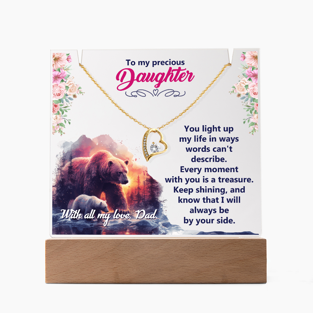 To My Precious Daughter Keepsake Acrylic Plaque & Forever Love Necklace Bundle