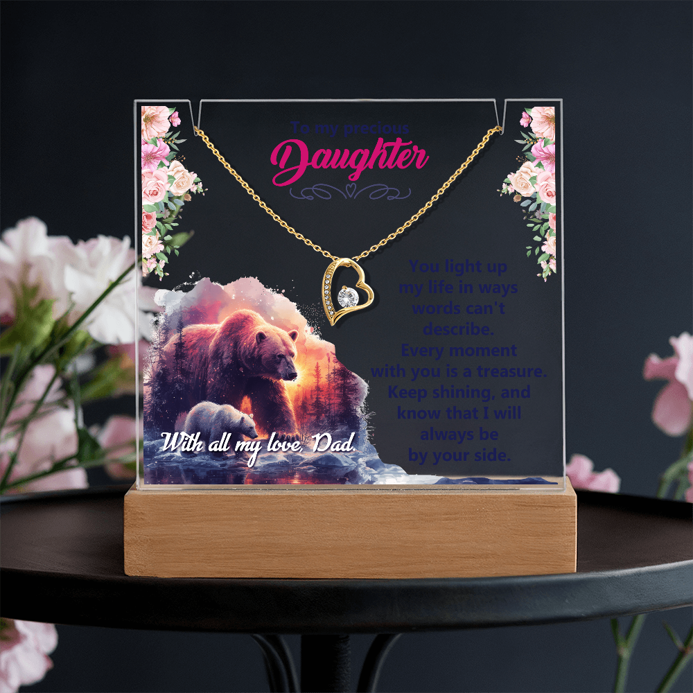 To My Precious Daughter Keepsake Acrylic Plaque & Forever Love Necklace Bundle
