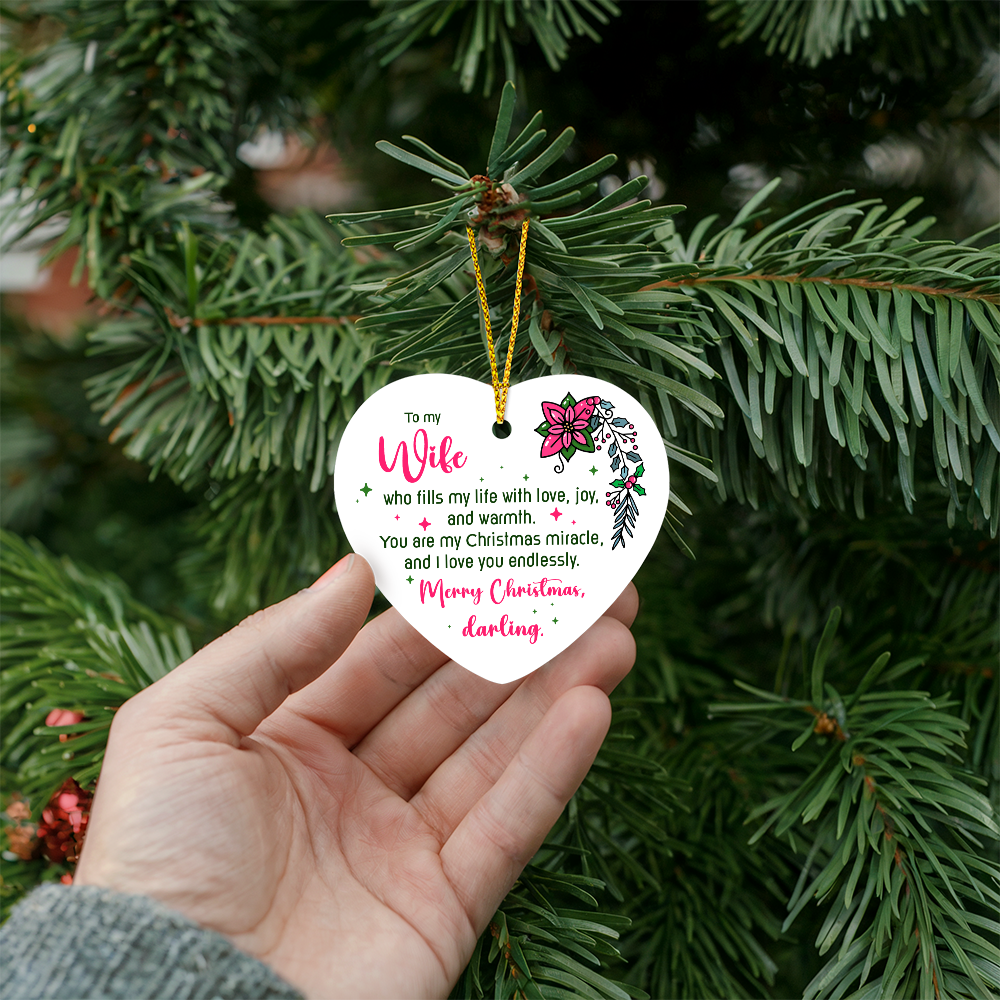 To My Wife High Gloss Heart Ornament
