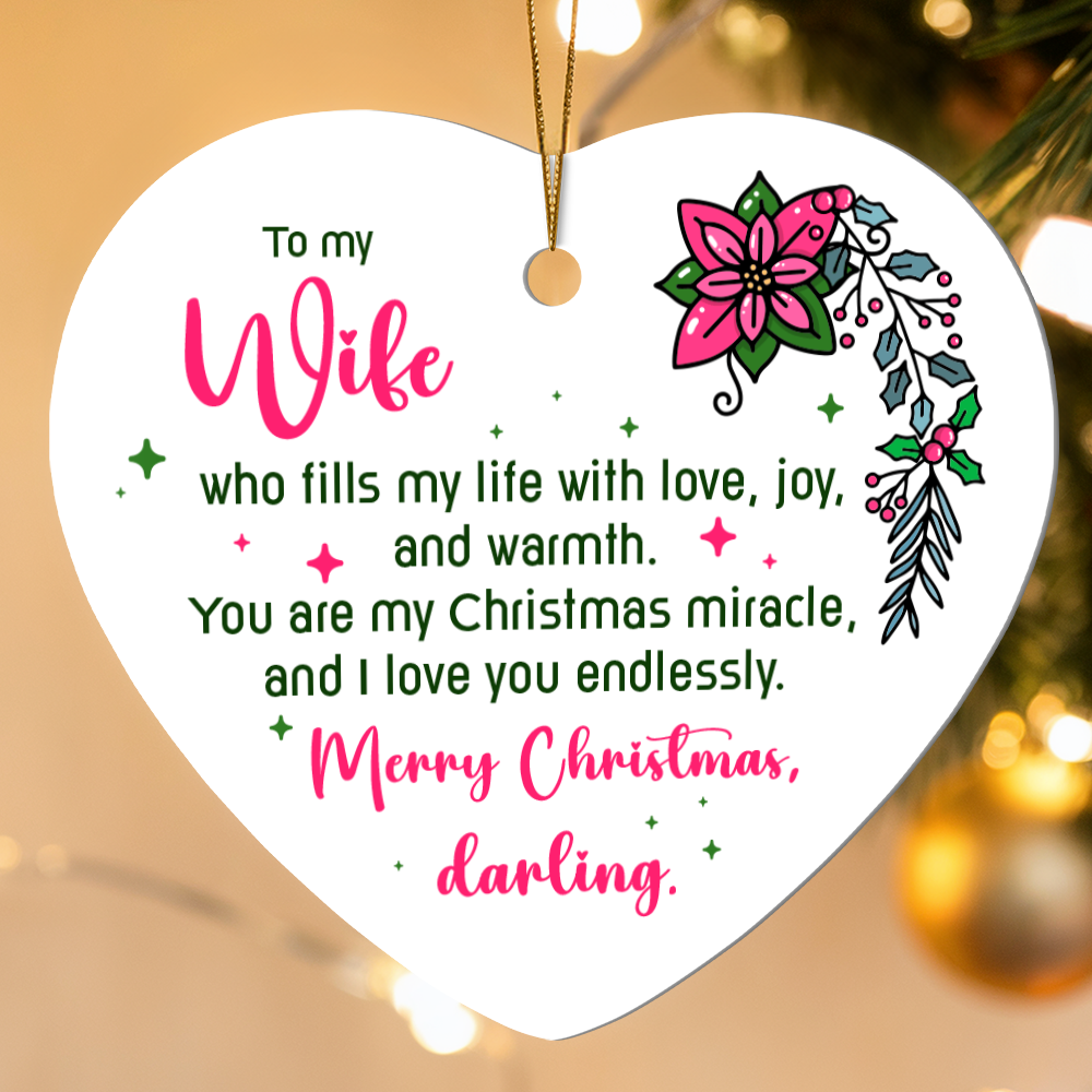 To My Wife High Gloss Heart Ornament