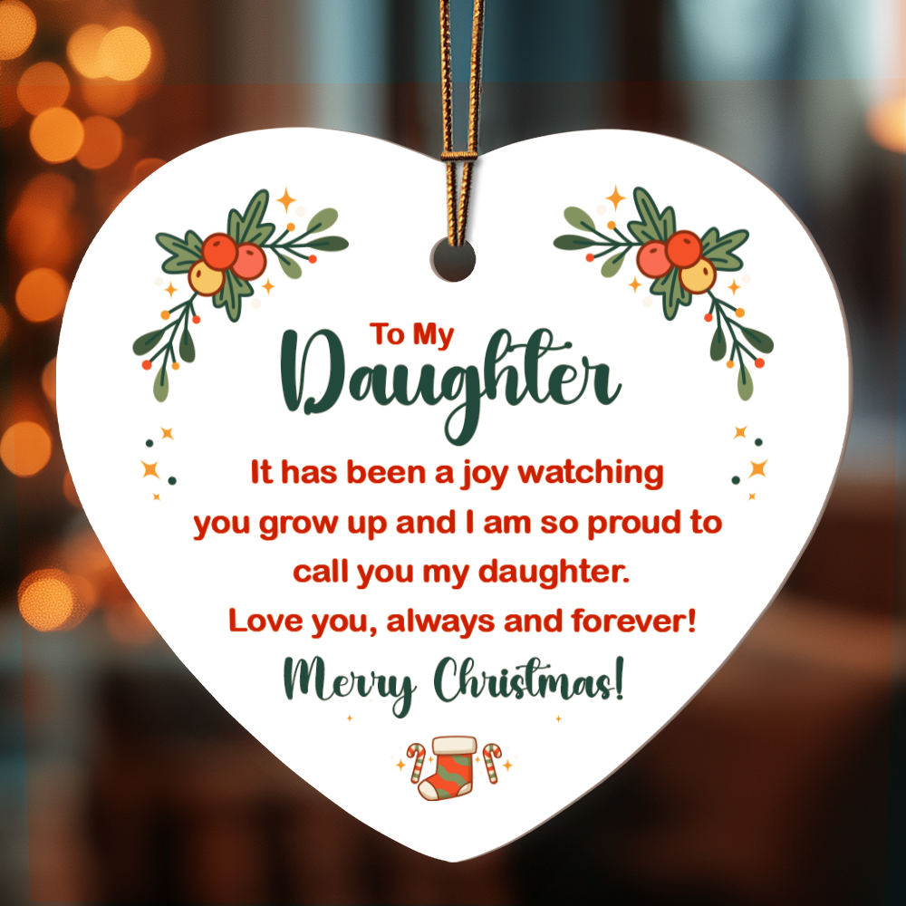 To My Daughter, It Has Been a Joy Watching You Grow Up - Christmas Heart Ornament
