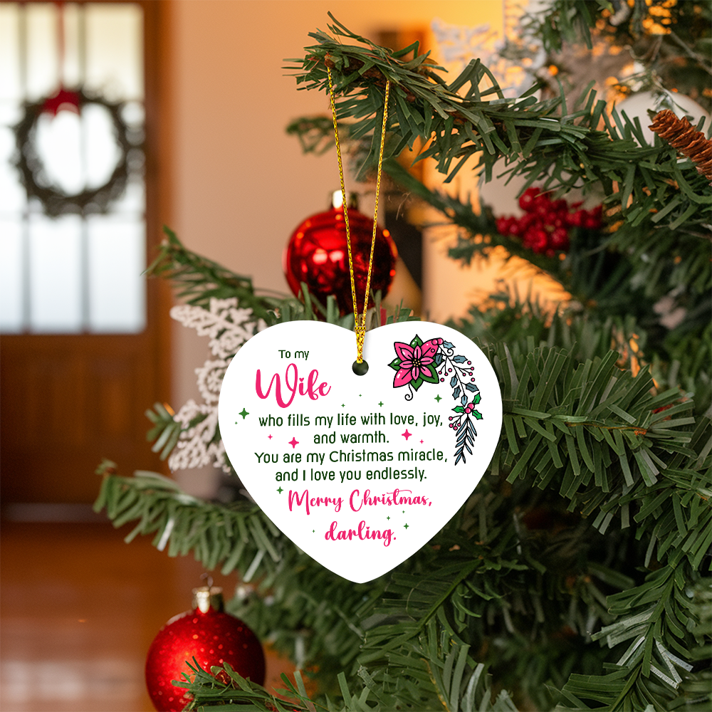 To My Wife High Gloss Heart Ornament