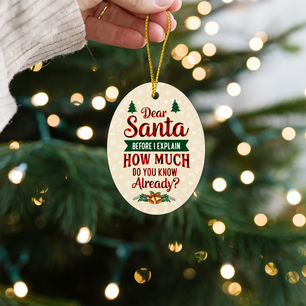 Dear Santa, Before I Explain How Much Do You Know Already - Christmas Oval Ornament