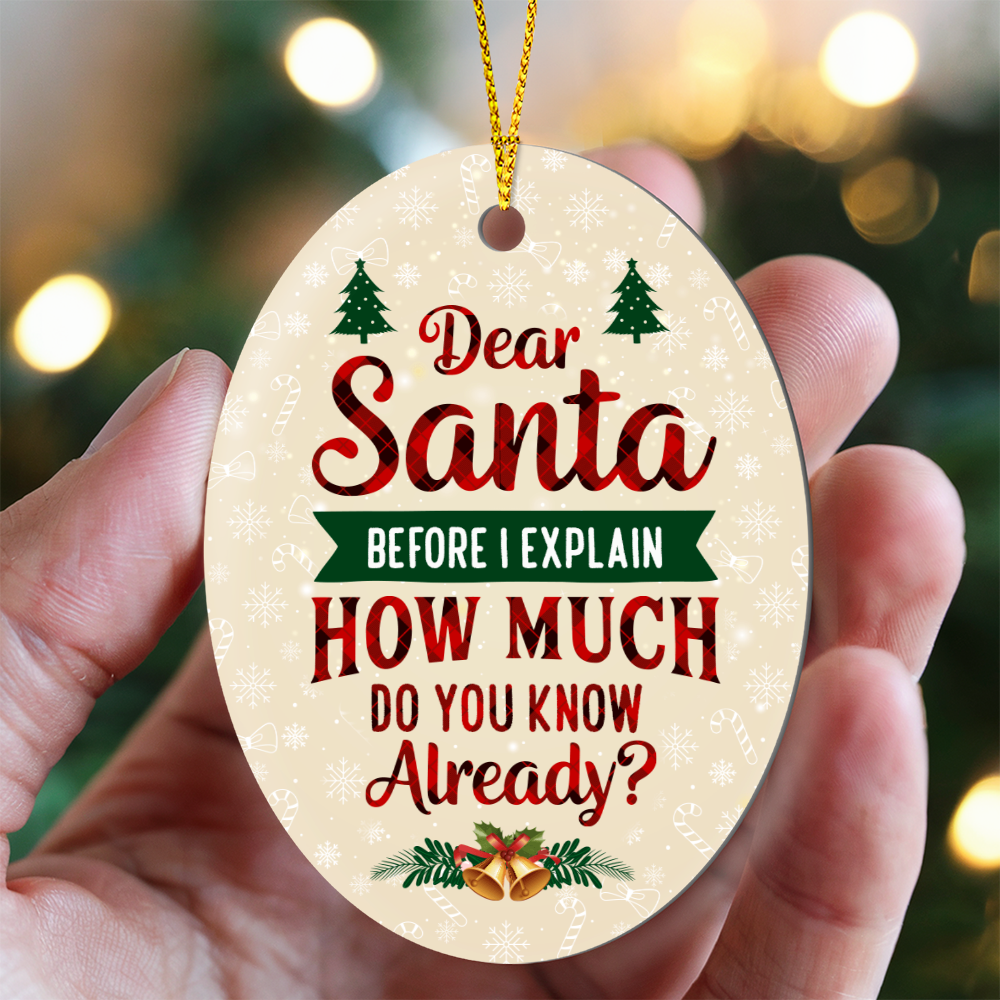 Dear Santa, Before I Explain How Much Do You Know Already - Christmas Oval Ornament