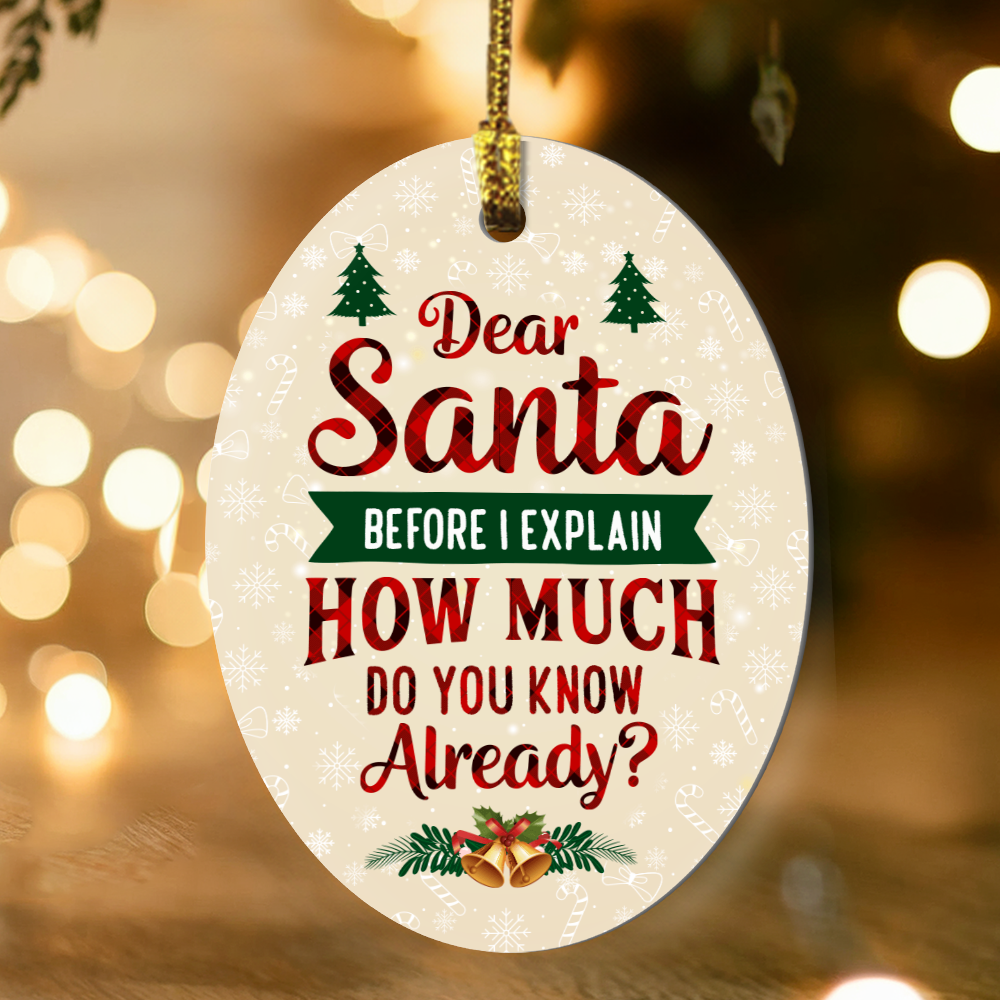 Dear Santa, Before I Explain How Much Do You Know Already - Christmas Oval Ornament
