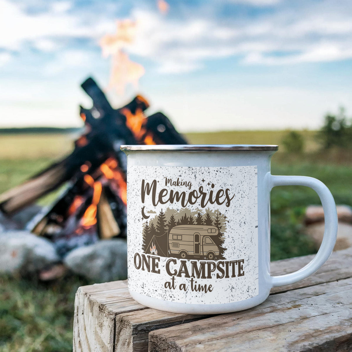 Making Memories One Campsite At A Time Enamel Camping Mug