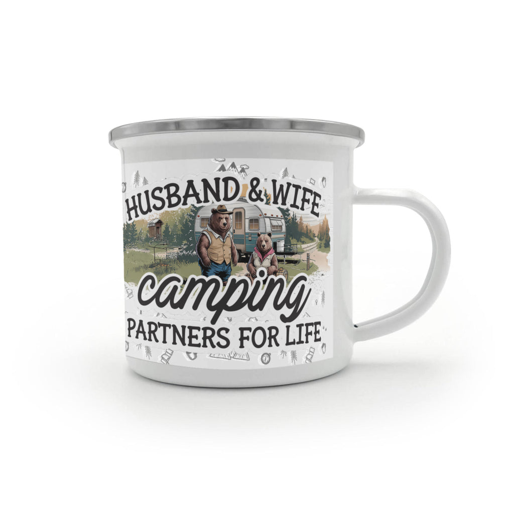 Husband And Wife Camping Partners For Life Enamel Mug, Couples Gift