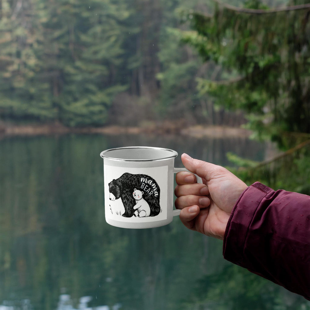 Mama Bear Enamel Camping Mug, Mom Camping Gift