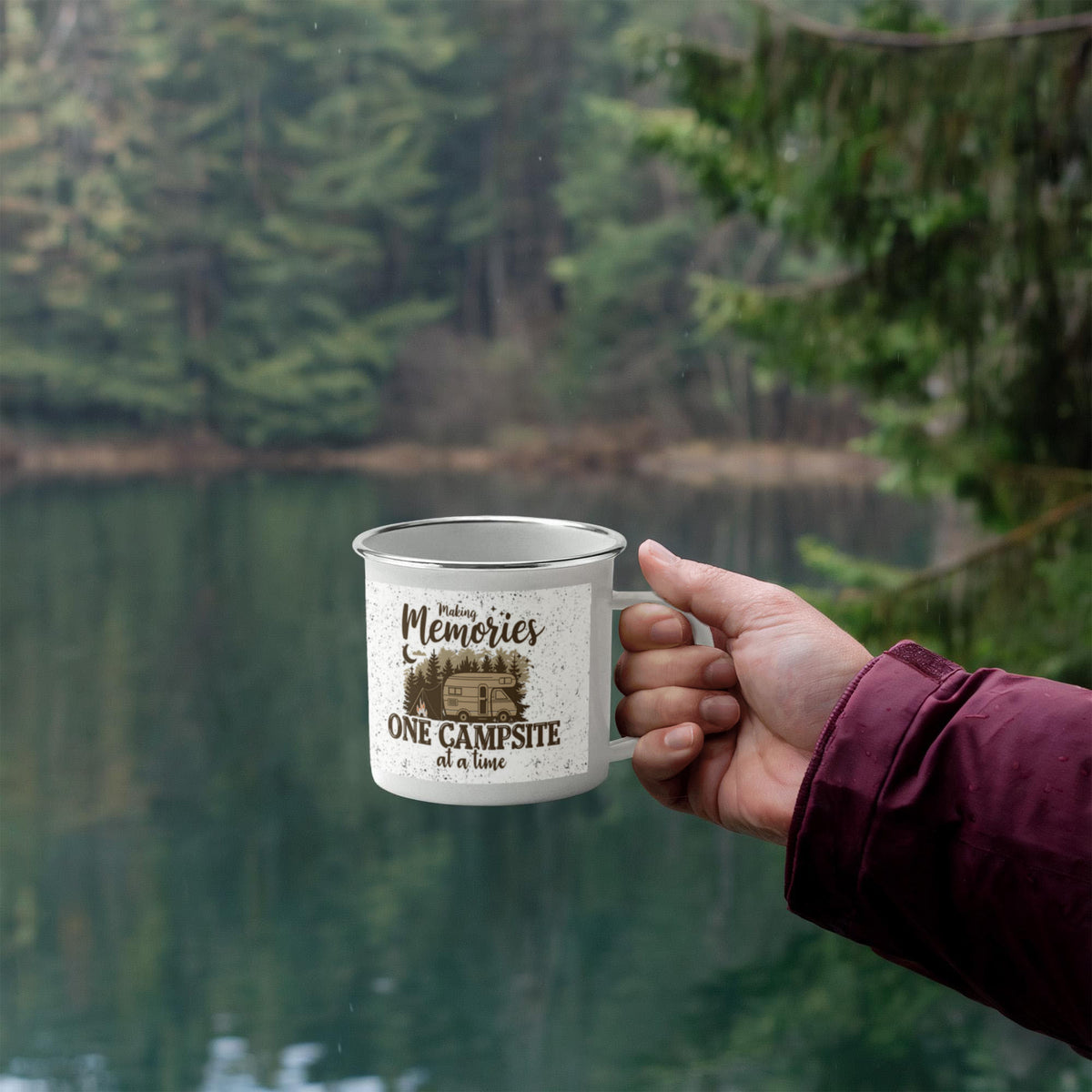 Making Memories One Campsite At A Time Enamel Camping Mug