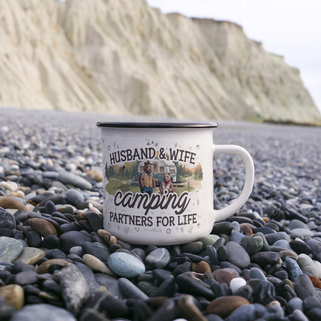 Husband And Wife Camping Partners For Life Enamel Mug, Couples Gift