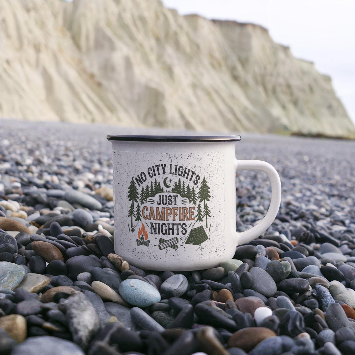 No City Lights Just Campfire Nights Enamel Camping Mug