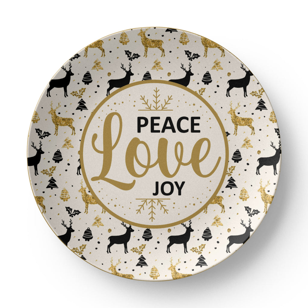 Peace Love Joy Dinnerware Plate, Christmas Gift