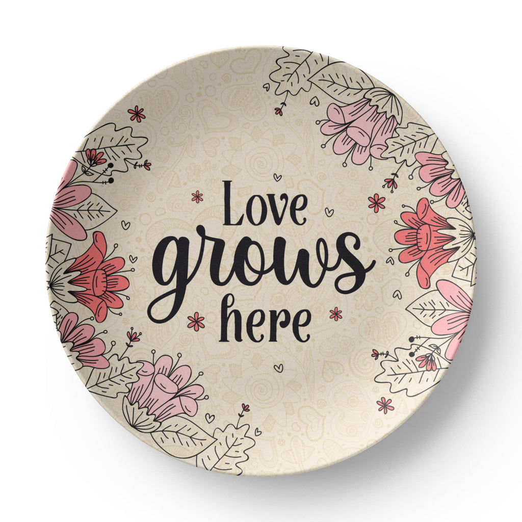 Love Grows Here Dinnerware Plate, Garden Gift