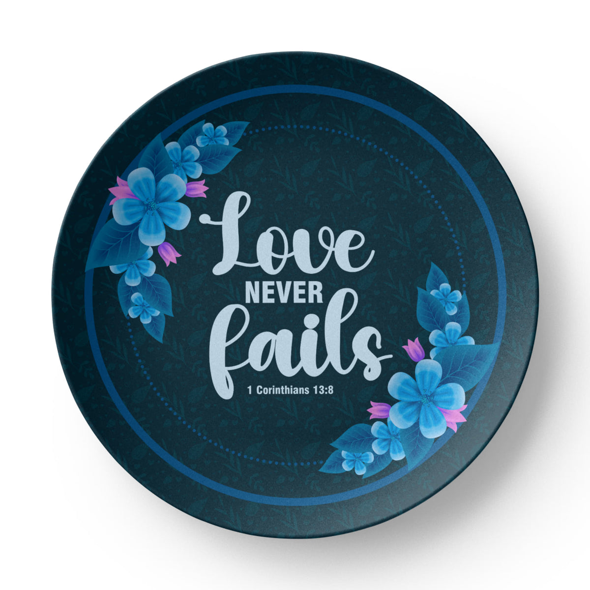 Love Never Fails Dinnerware Plate, Christian Gift