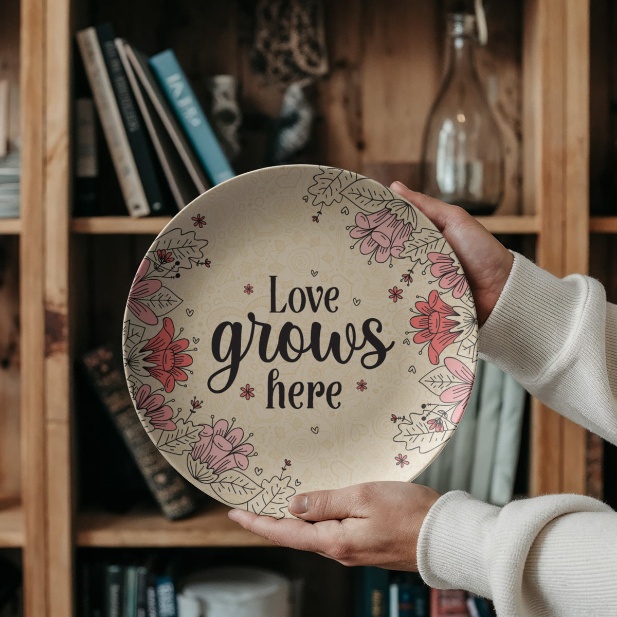 Love Grows Here Dinnerware Plate, Garden Gift