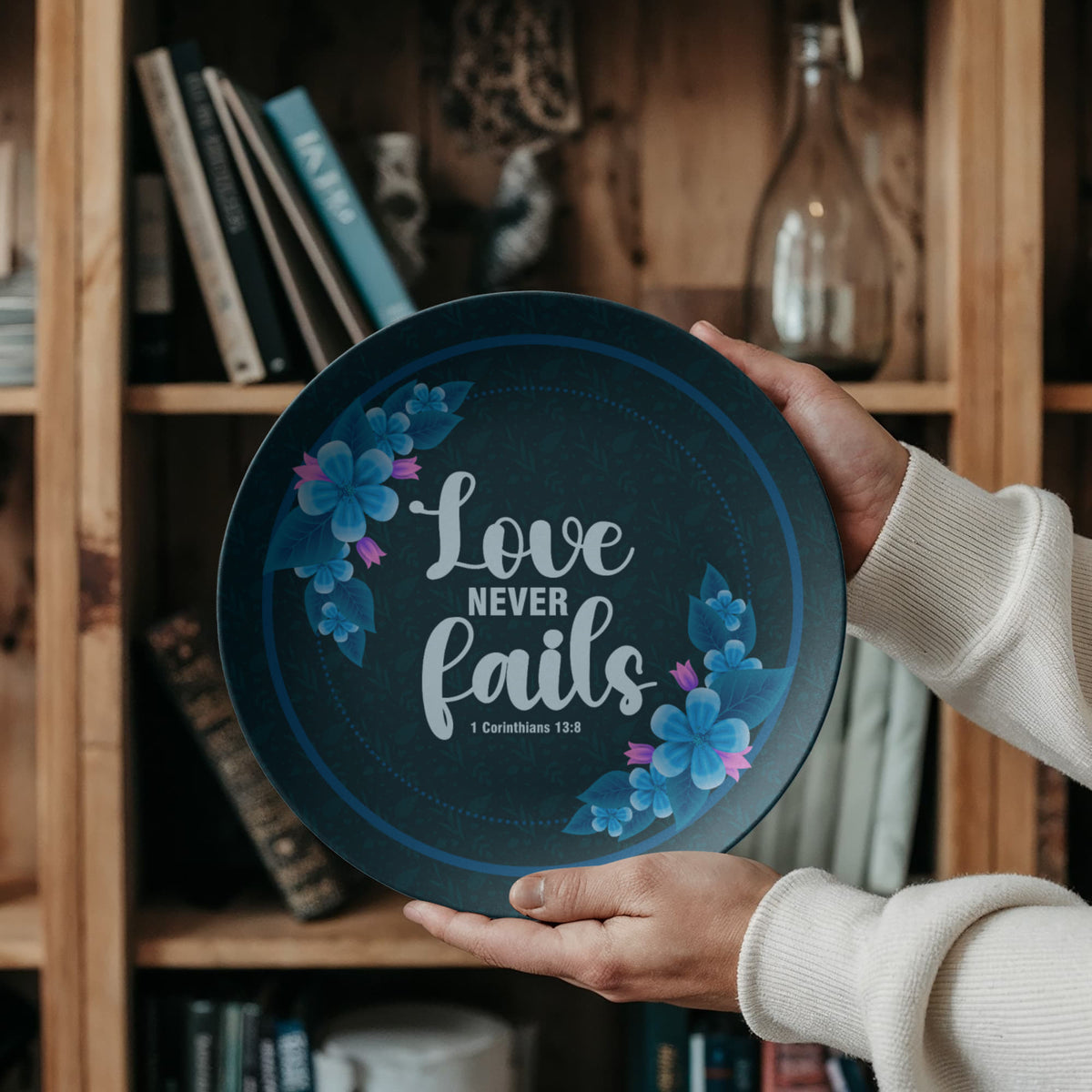 Love Never Fails Dinnerware Plate, Christian Gift