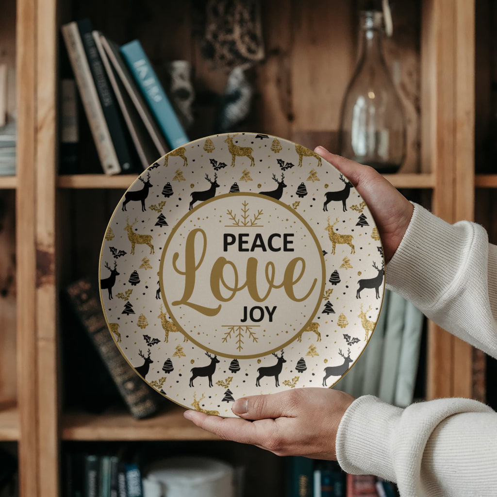 Peace Love Joy Dinnerware Plate, Christmas Gift