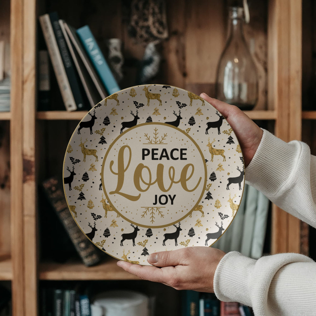 Peace Love Joy Dinnerware Plate, Christmas Gift