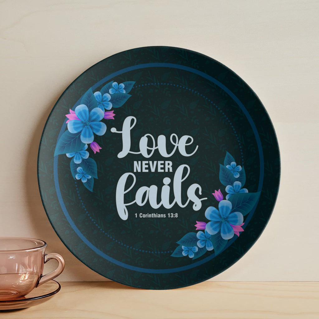 Love Never Fails Dinnerware Plate, Christian Gift
