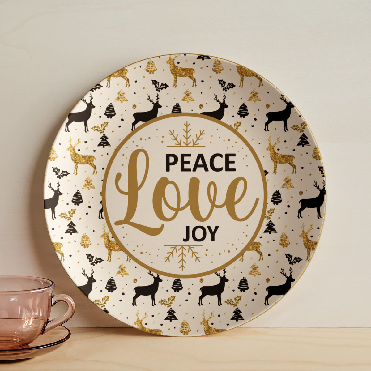 Peace Love Joy Dinnerware Plate, Christmas Gift