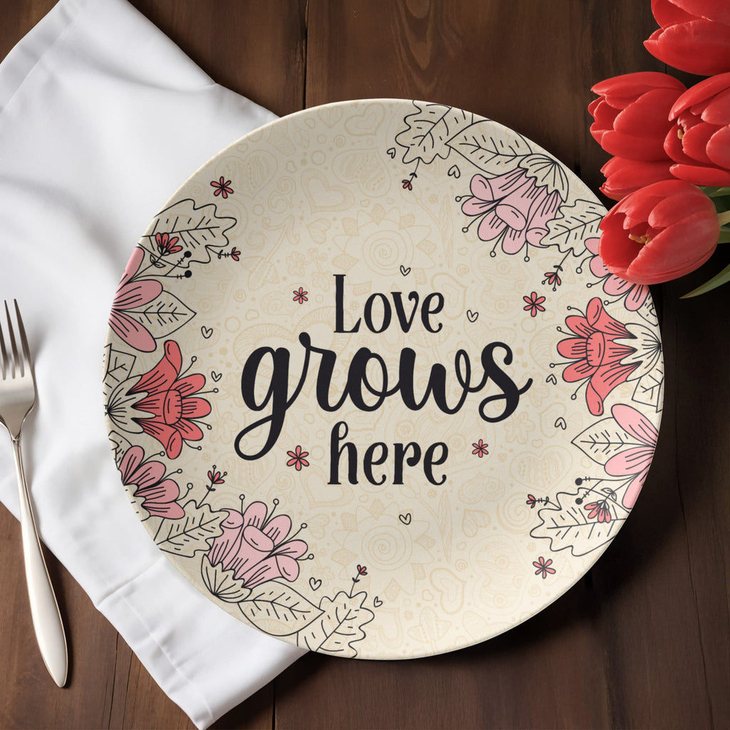 Love Grows Here Dinnerware Plate, Garden Gift