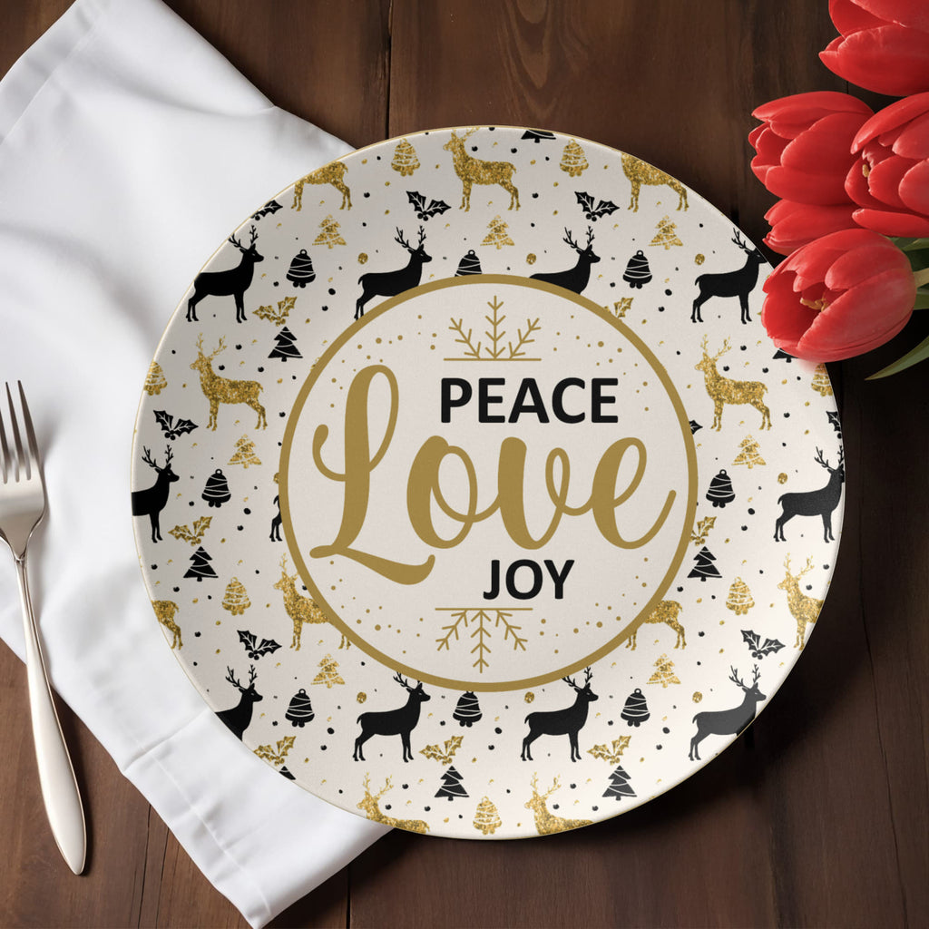 Peace Love Joy Dinnerware Plate, Christmas Gift