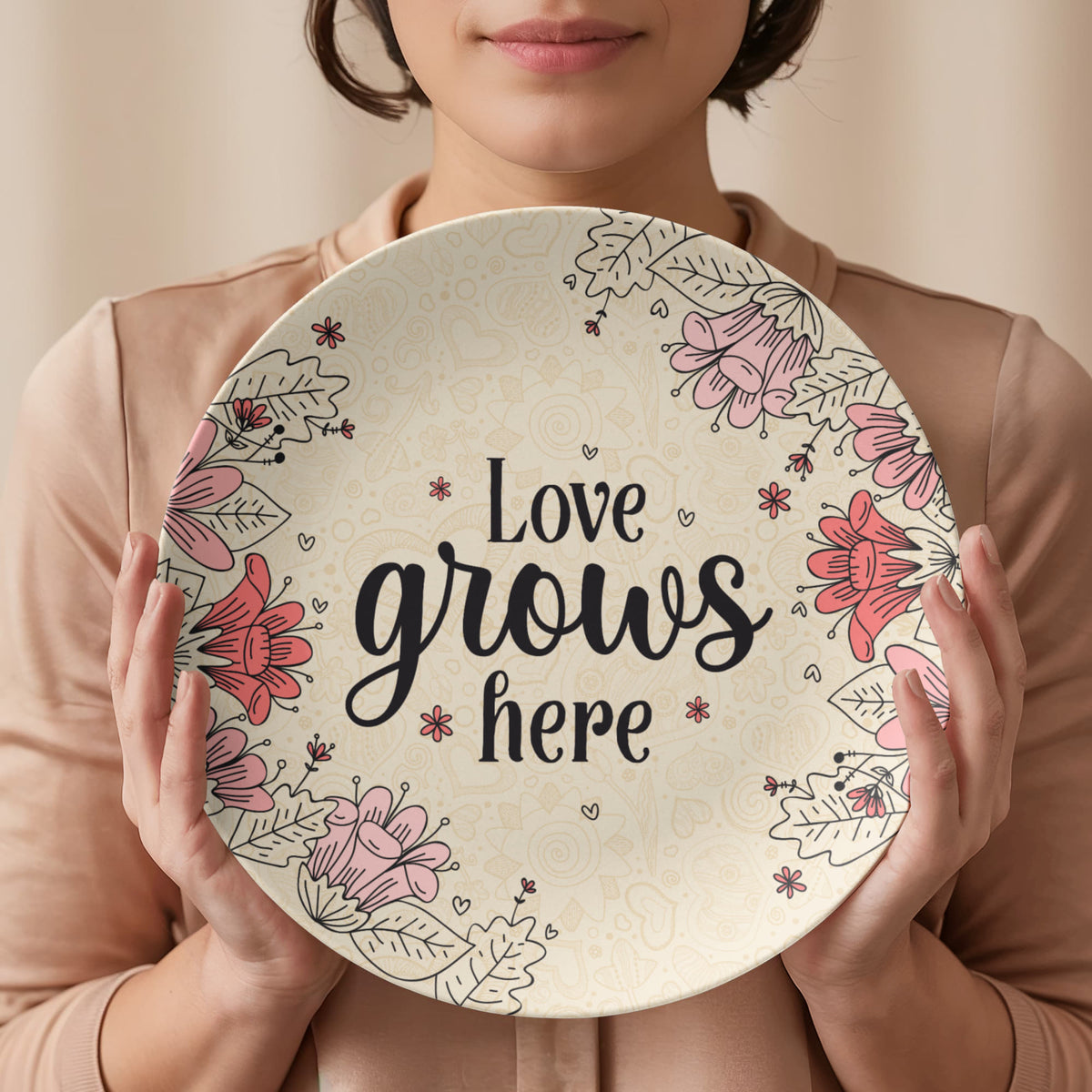 Love Grows Here Dinnerware Plate, Garden Gift