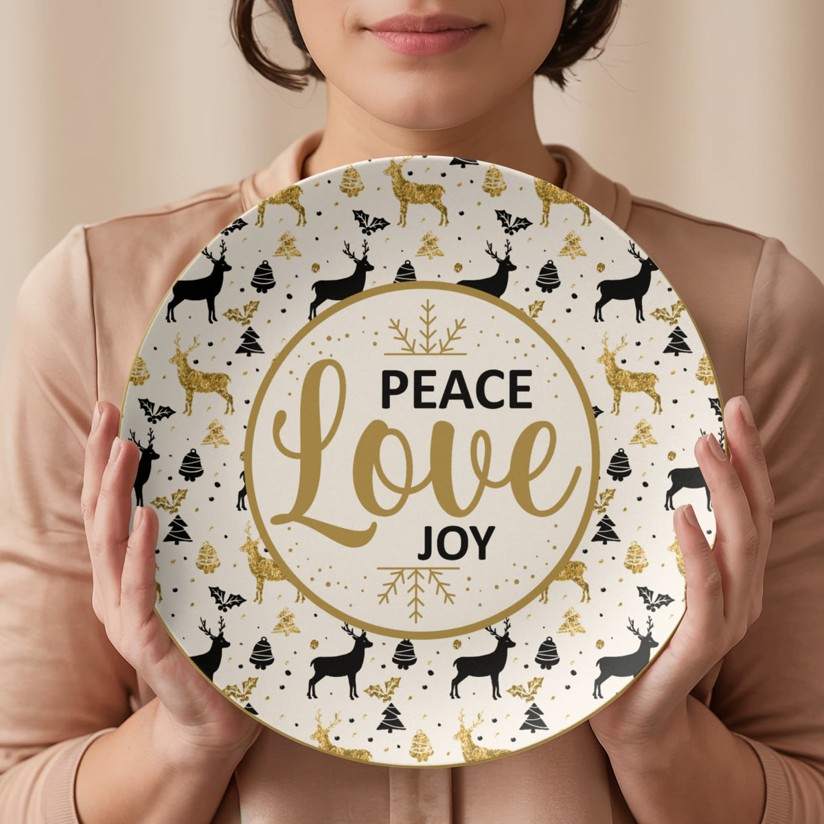 Peace Love Joy Dinnerware Plate, Christmas Gift