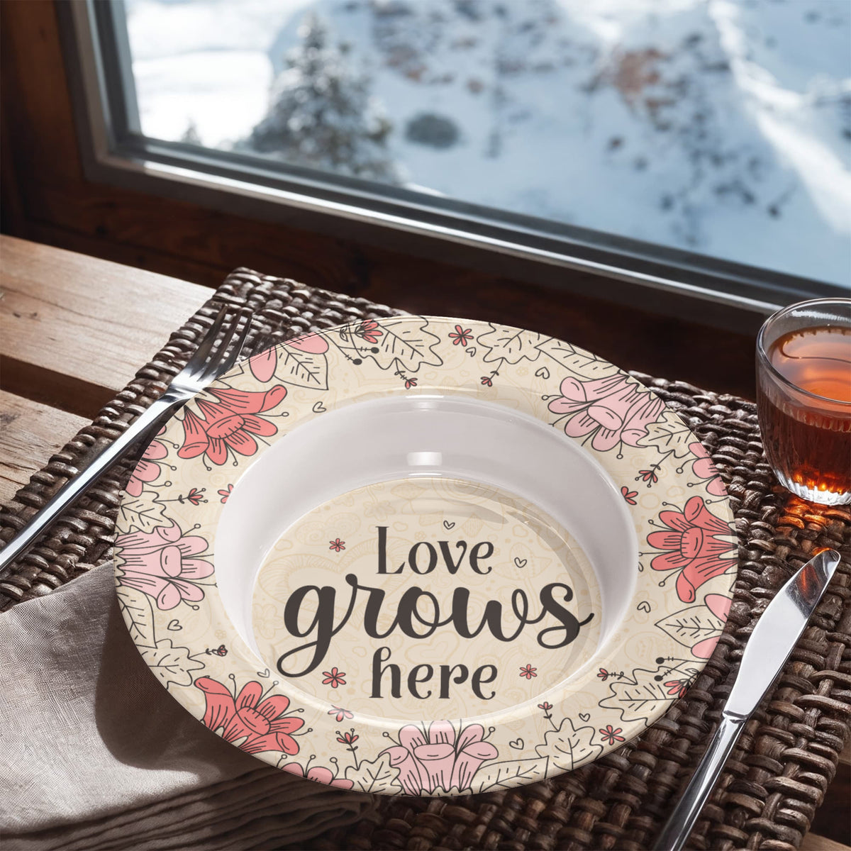 Love Grows Here Dinnerware Bowl, Garden Gift