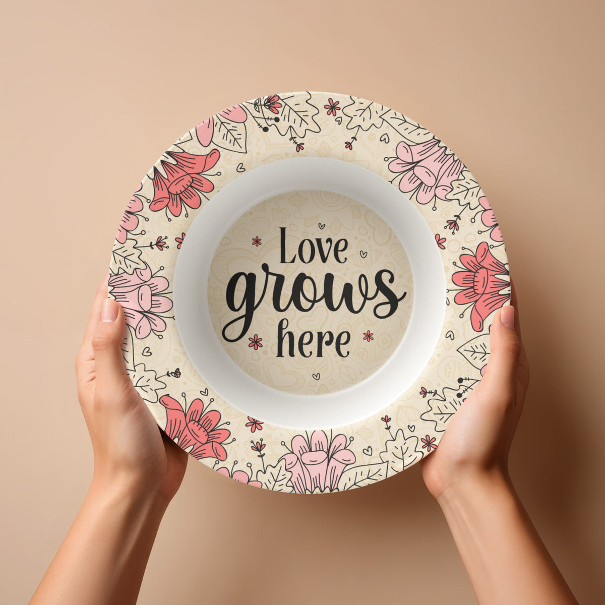 Love Grows Here Dinnerware Bowl, Garden Gift